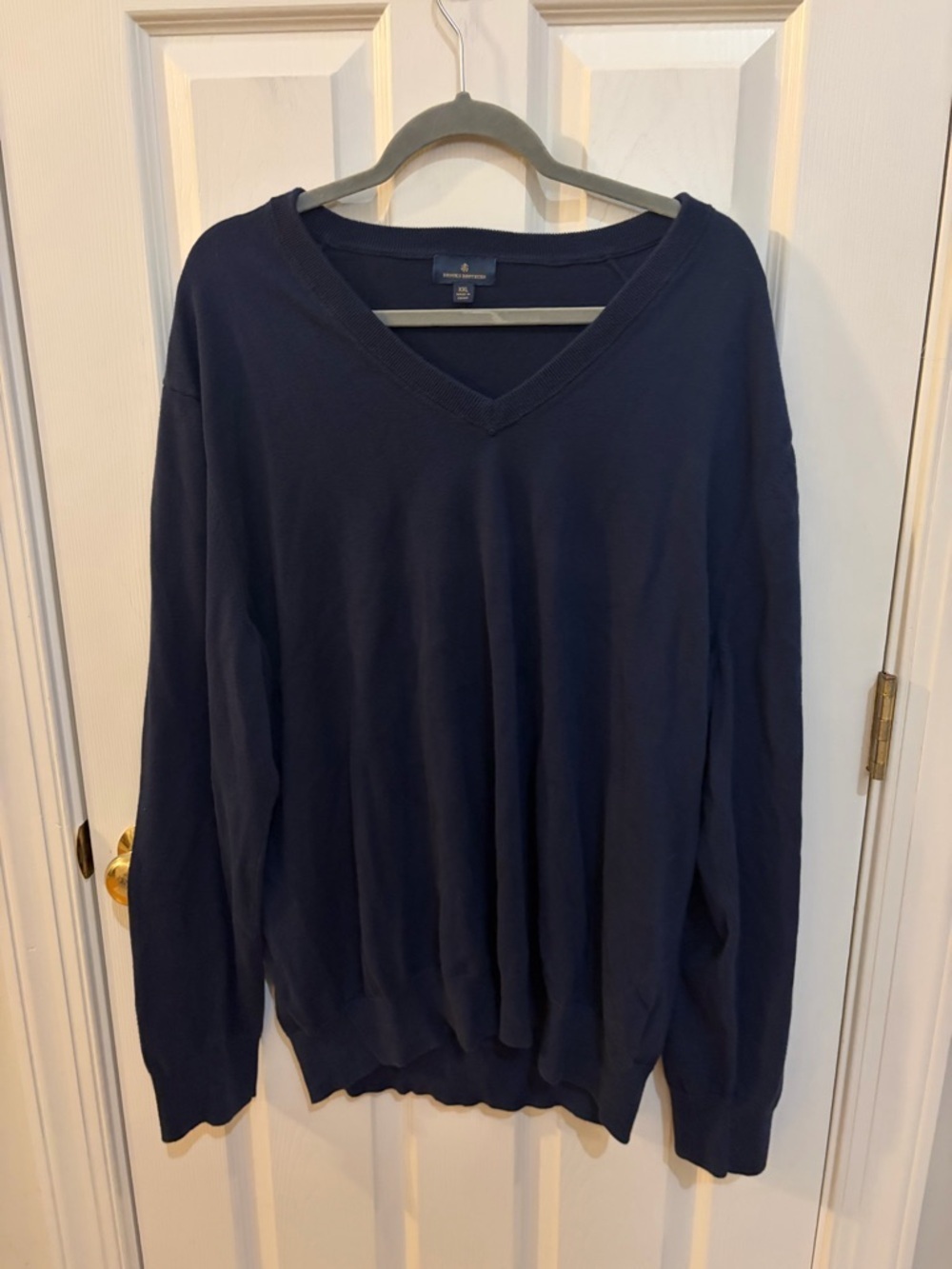 Brooks Brothers Navy Supima Cotton  V-Neck Sweater XXL Preppy Luxury Basic - Picture 2 of 7